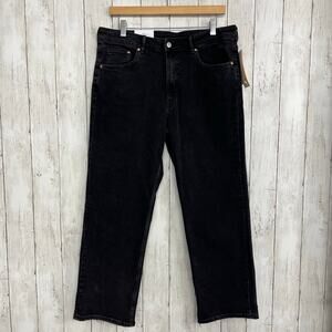 H&M &Denim Black Straight High Waist Ankle Length Cotton Denim Jeans Goth Emo 12